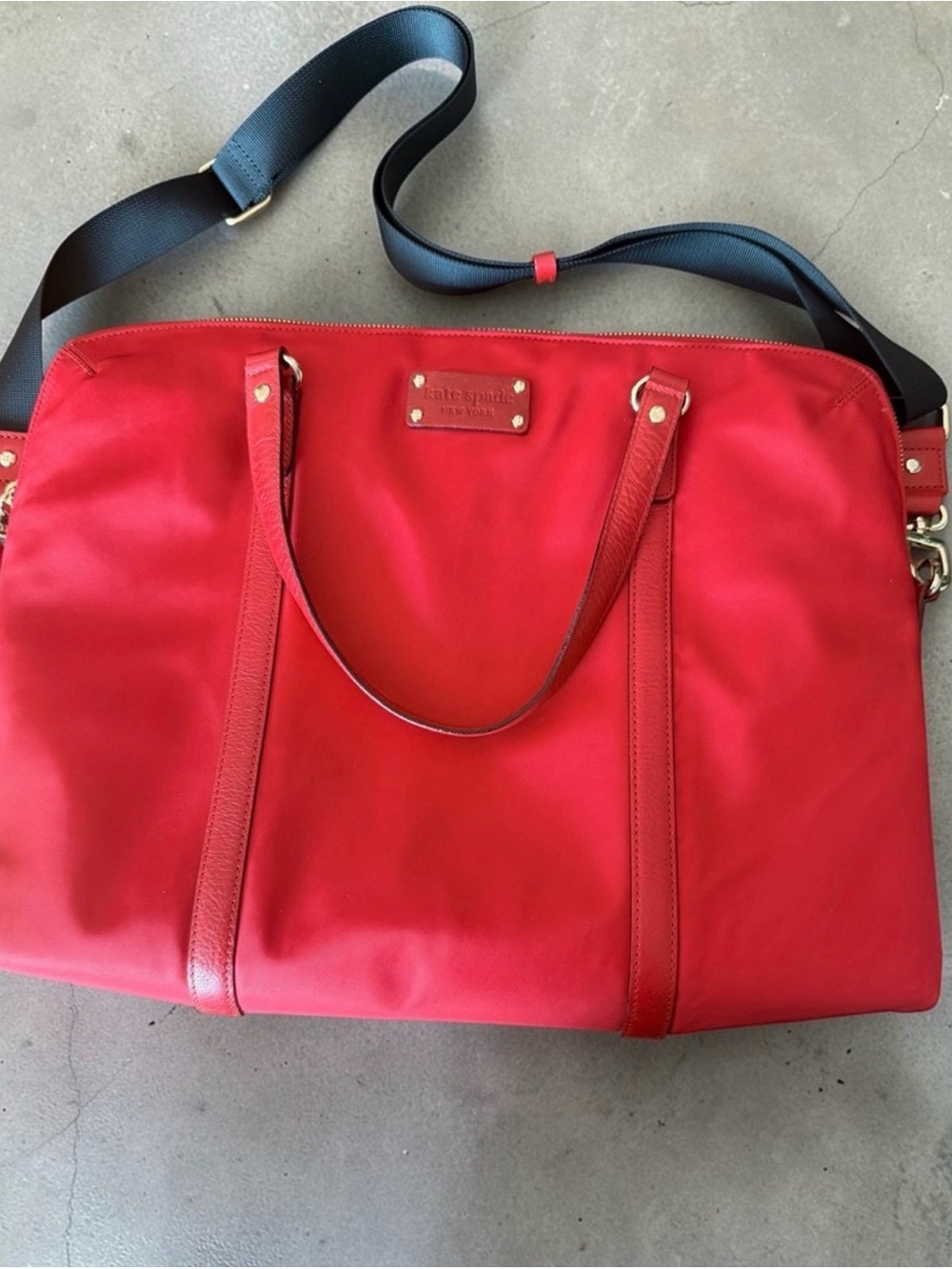 kate spade Red Nylon Travel Tote laptop tote Shoulder Strap